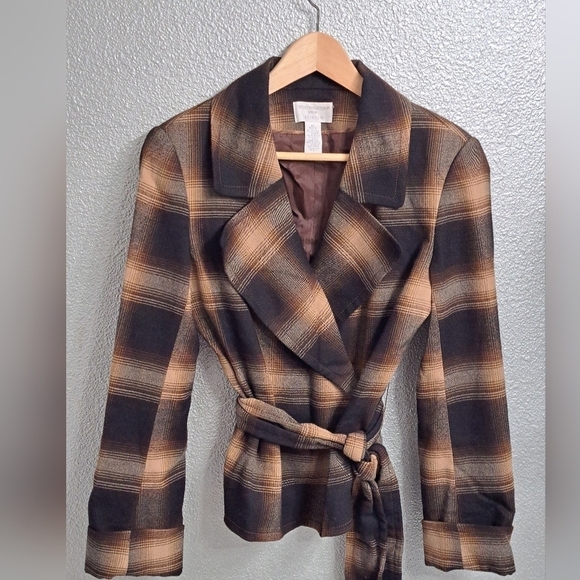 Worthington Petite Stretch Brown Wrap Jacket    Size 8P - Picture 1 of 6